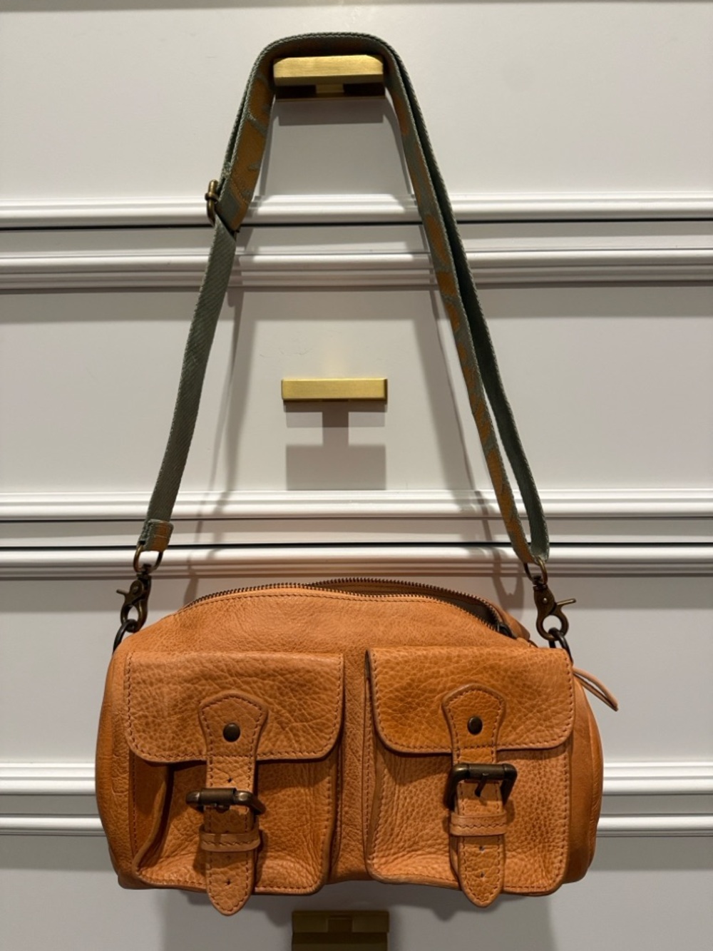 Free People Tan Leather Logo Pouch - Picture 2 of 4